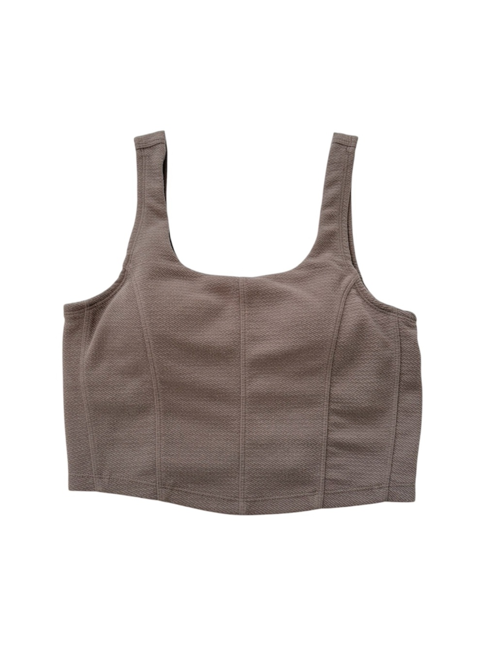 Harmony And Balance Square Textured Crop Tank - Taupe
